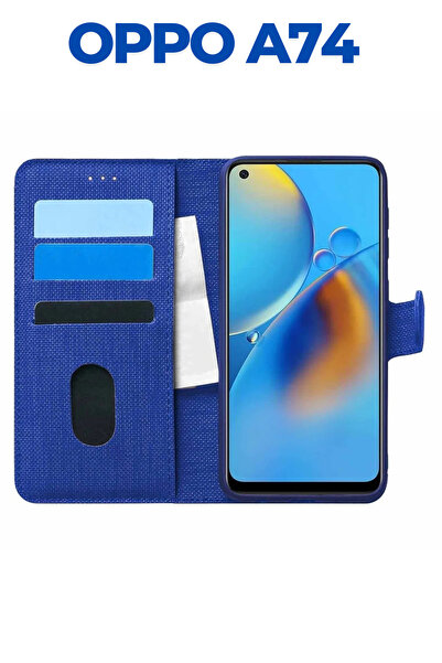 UPEKA Oppo A74 Kumaş Desenli Cüzdanlı Standlı Kapaklı Kılıf
