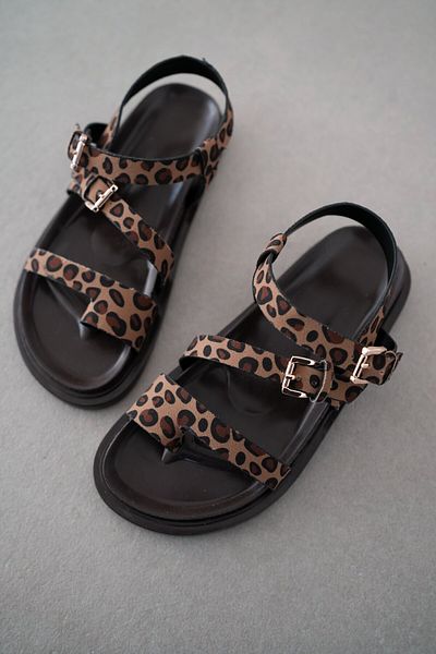 selinshoes Women's Leopard Sandalssummers Luxury Detailed Many Differences Ankle Strap Buckle