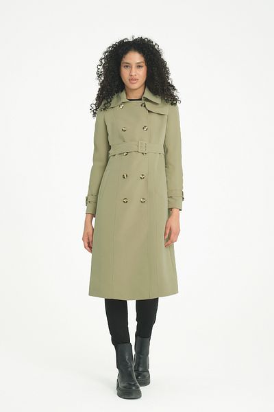 Soydan Güner Water Repellent Non-Wrinkle Fabric Medium Length Trench Coat A. Khaki 5777