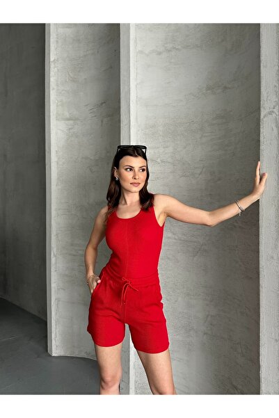 LePold Women's Camisole Corded Pocket Shorts Suit