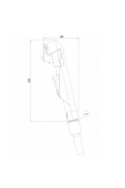 MEGA Dus igienic de mana cromat, cu furtun gri plastic 120cm, buton actionare in partea interioara