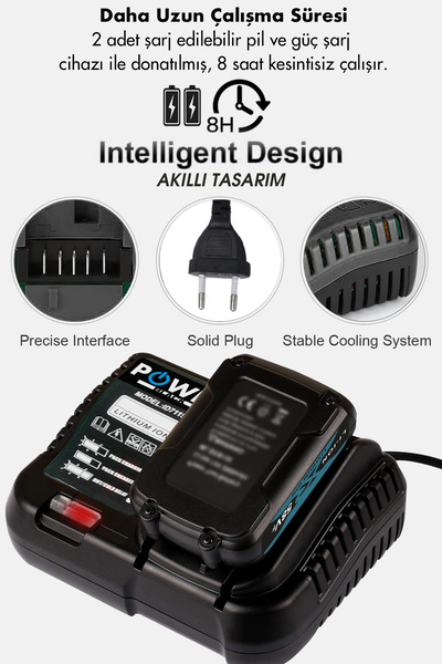POWER BLACK Profesyonel Brushless 6'lı Set Şarjlı Hilti Şarjlı Taşlama Şarjlı Darbeli Matkap Makas Testere