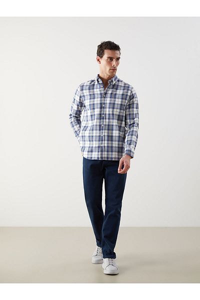 LC Waikiki Regular Fit Long Sleeve Plaid Gabardine Men's Shirt