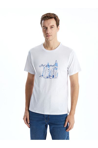 LC Waikiki Tricou pentru bărbați din bumbac pieptănat imprimat cu mânecă scurtă, sezon nou - S5I524Z8