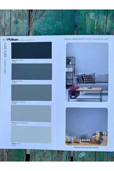 Polisan Elegans Yarımat Grinin 20 Tonu Kartelası 12,5 Litre (17,5KG) Silinebi...