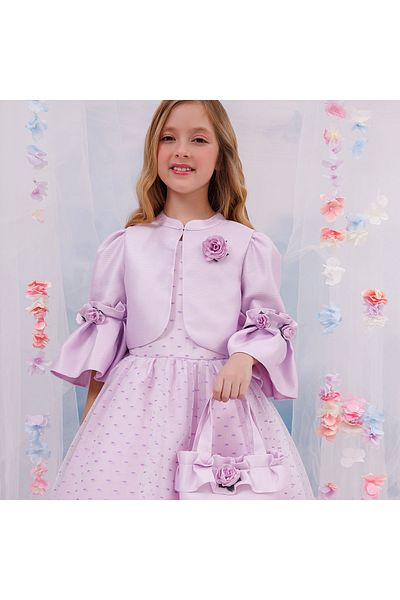 Pamina Girl's Rose Detailed Lilac Dress with Jacket Lilac 35294