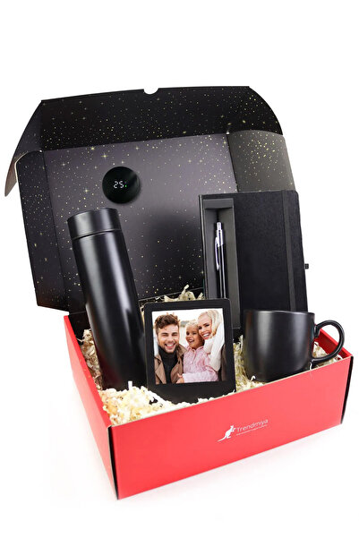 Trendmiya Termos & Siyah Tükenmez Kalem & Defter & Kupa & Çerçeve Hediye Seti