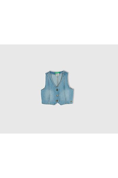 United Colors of Benetton Girl's Light Denim Denim Pocket