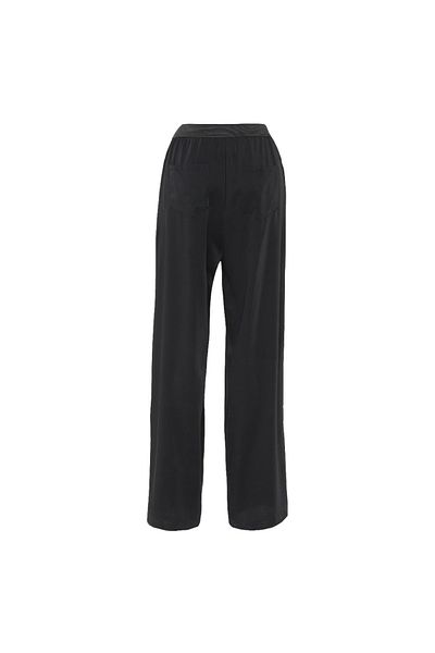 Quzu Wide Leg Trousers with Waist Label Accessories - Black