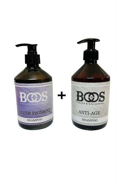 PRO BOOS PROFESSIONAL Silver Shampoo 500 Ml+ Anti Age Shampoo 500 ml
