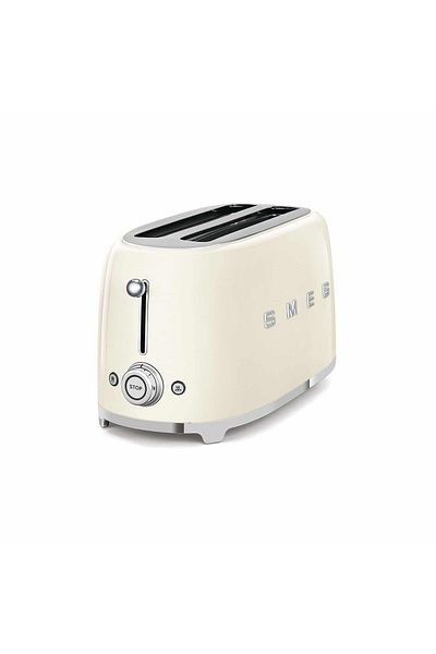 SMEG محمصة خبز على طراز الخمسينيات مكونة من 4 شرائح، لون كريمي