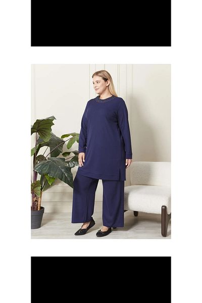 Seçkin Büyük Beden Women's Plus Size Trousers Double Suit