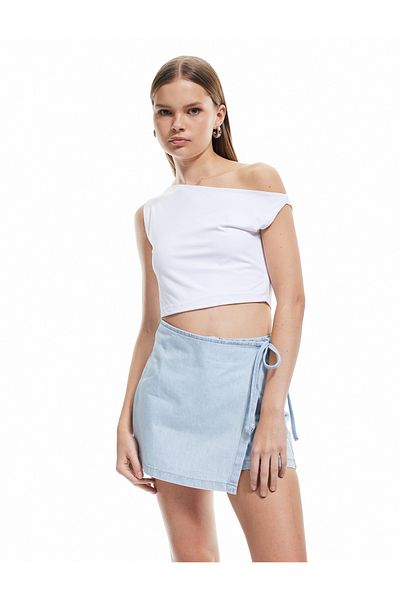 Koton Fusta mini scurtă din denim cu detaliu din bumbac
