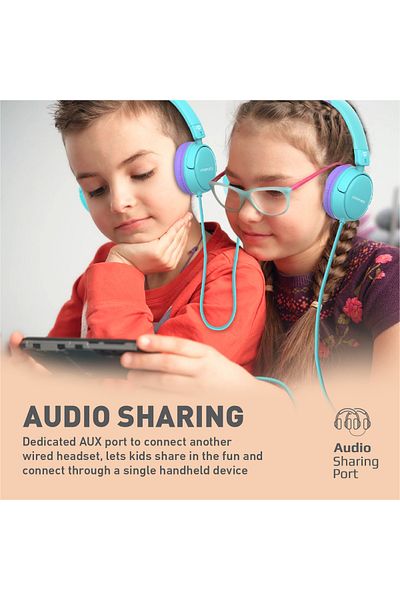 Promate Wired Kids Headphones, Premium Detachable Cat Ear Kids Headset With Mic, 85db To 95db Sound