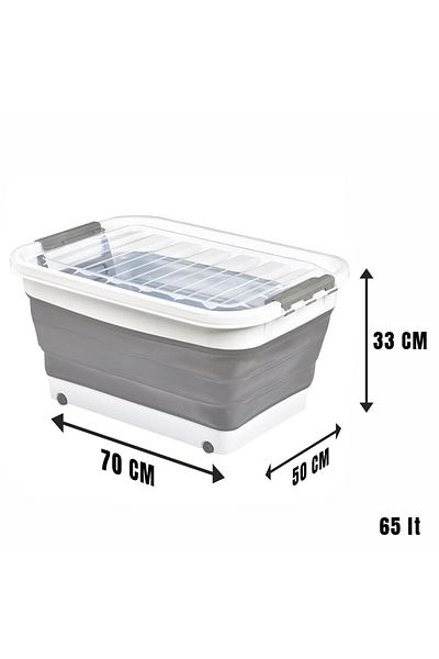 ELDİPA Folding Storage Box with Wheels 65L |   Multi-Purpose Storage Solution