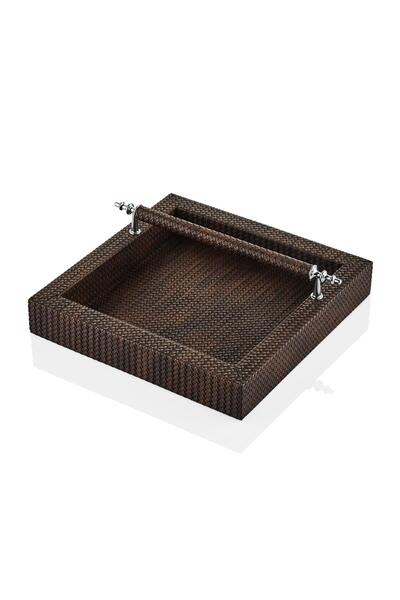 SETABIANCA حامل مناديل فاخر من الجلد الصناعي النباتي باللون البني مقاس 22*22*...