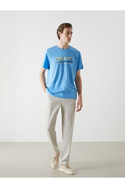 LC Waikiki Tricou pentru bărbați din bumbac pieptănat imprimat cu mânecă scurtă, sezon nou - S5HP80Z8