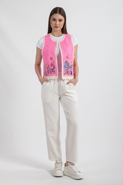 Hatun Atila Pink Hatunatila Patterned Knitwear Vest and Suzine Knit