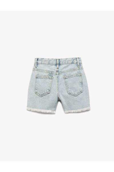 Koton Pantaloni scurți din denim cu flori cu buzunare din bumbac