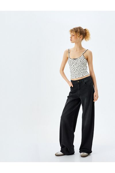 Koton Floral Patterned Bow Strap Tank Top