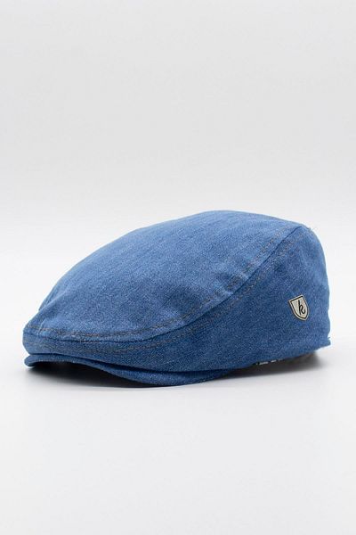 Külah Men's Jean Flat Cap Cap - Light Blue Denim Hat |   Standard Fit/Flexible