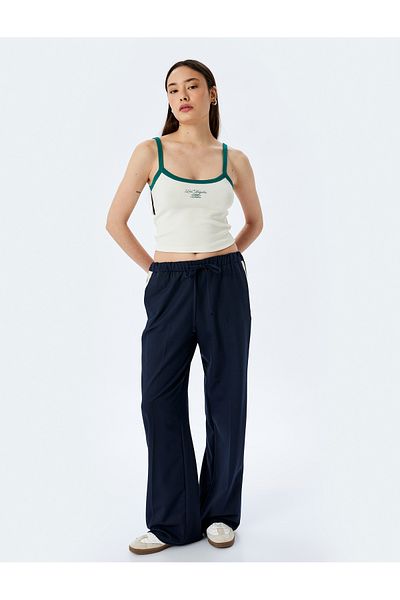 Koton Slim Fit Crop Printed Tank Top with Thin Straps