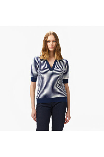 Nautica Kadın Lacivert Regular Fit Çizgili Triko
