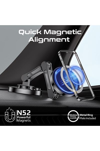 Promate Magnetic Wireless Car Mount, Universal Magnetic Stick-on Dashboard/winshield Mount Holder Wi