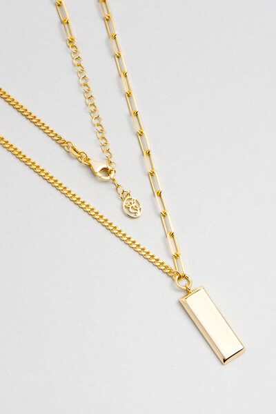 So CHIC... Modern Tasarım 18 Ayar Sarı Altın Kaplama 46 Cm Gümüş Kolye