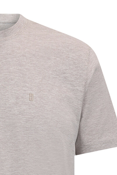 Hatemoğlu Бежевий базовий футболка з бавовняної тканини та коміром-стійкою