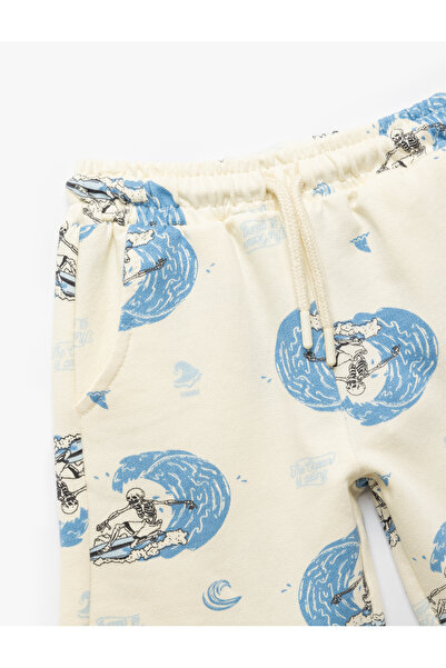 Koton Cotton Lace-Up Waist Surf Printed Shorts