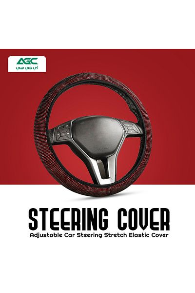 AGC Red Rhinestone Steering Wheel Cover – Universal Fit, Non-Slip & Stylish Design