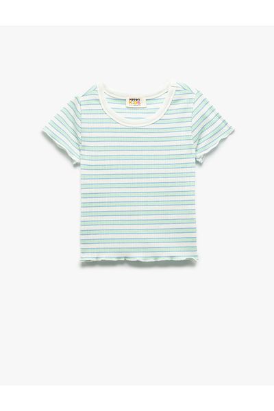 Koton Crew Neck Short Sleeve Camisole Striped Crop T-Shirt