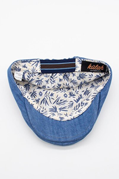 Külah Men's Jean Flat Cap Cap - Light Blue Denim Hat |   Standard Fit/Flexible