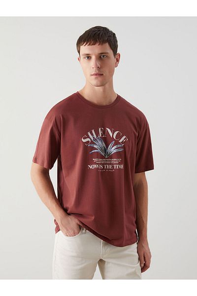LC Waikiki Tricou pentru bărbați din bumbac pieptănat cu mânecă scurtă cu decolteu și imprimeu de sezon nou - S5II70Z8