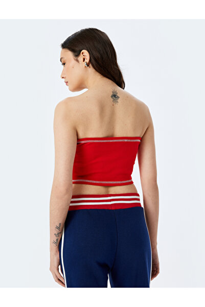 Koton Slogan Printed Strapless Sleeveless Crop Tank Top