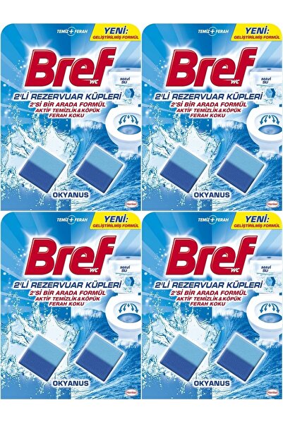 Bref Koku Giderici Jel Küpü - Okyanus (Klozet - Rezervuar - Tuvalet - Blok) (8 Li Set) (4PK*2)