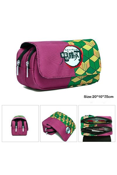 BANDAI C Demon Slayer 3d Anime Pen Bag Student Storage Bag Tanjirou Nezuko Zenitsu Giyuu Cartoon Pen Box C.