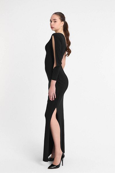 Laranor One Shoulder Design Slit Detail Evening Dress Wedding Guest Graduation Dress 25L8003