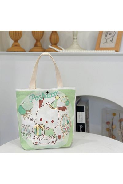 Miniso Pochacco Kawaii Sanrio Cinnamoroll Canvas Bag Hello Kitty Cartoon Shoulder Bags Kuromi Casual Shoppi