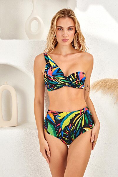LAPIENO Σετ μπικίνι με έναν ώμο με κάλυμμα στράπλες 4222
