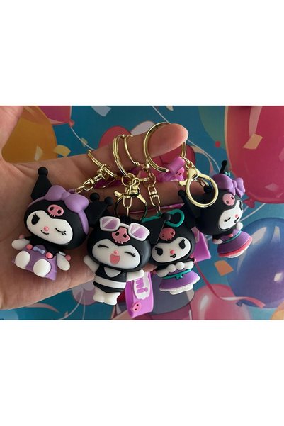 ŞEN AKSESUAR Kuromi Keychain Accessory Bag Ornament Silicone 3D Cartoon Figure
