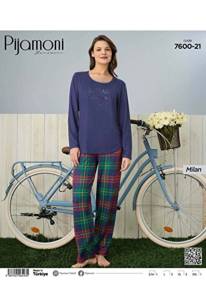 Pijamoni Set de pijamale de damă cu mânecă lungă din țesătură Milan de culoar...