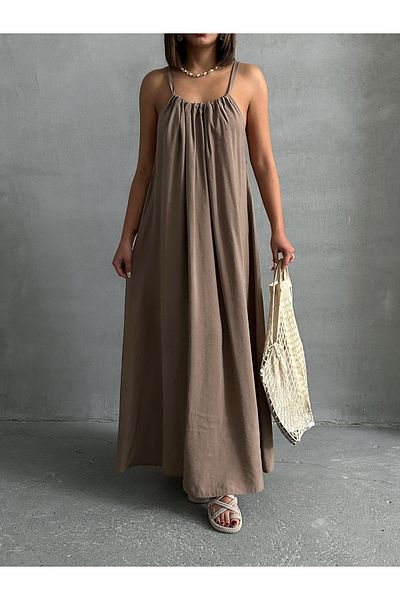 BEJNA Entspanntes Maxi-Modalkleid mit Neckholder aus Nerz für Damen