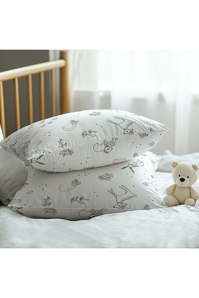 Wheeppo كيس وسادة أطفال قطن 100% غزال - 2 قطعة 35x45