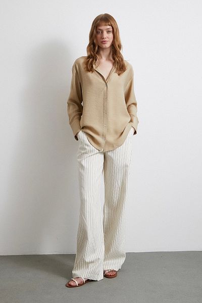 Never more Beige Satin Shirt