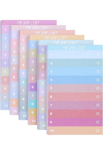 fulina 6 Pack to Do List Sticky Notes, Self Adhesive Planner Checklist, 50 Sheet/Pads, Morandi Colors