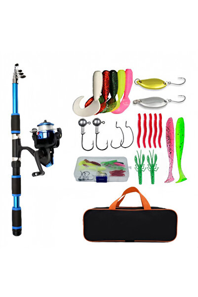 Choice1 مجموعة واحدة من صنارة الصيد الزرقاء، مجموعة كاملة مع صنارة صيد تلسكوب...