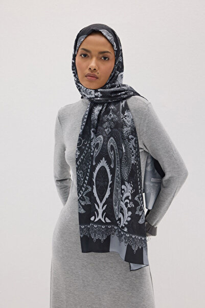 cs camellia scarf Μοτίβο Perle Vibe - Μαύρο