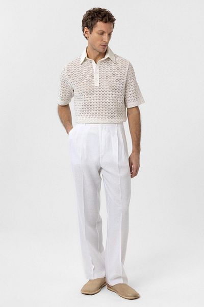 Antioch Ecru Polo Neck Knitted Men's T-Shirt
